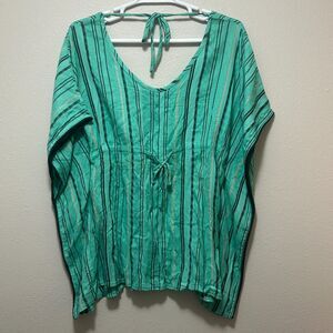 Lagaci CD-4444 Women's Cover Up Teal‎ NWT Drawstring Waist